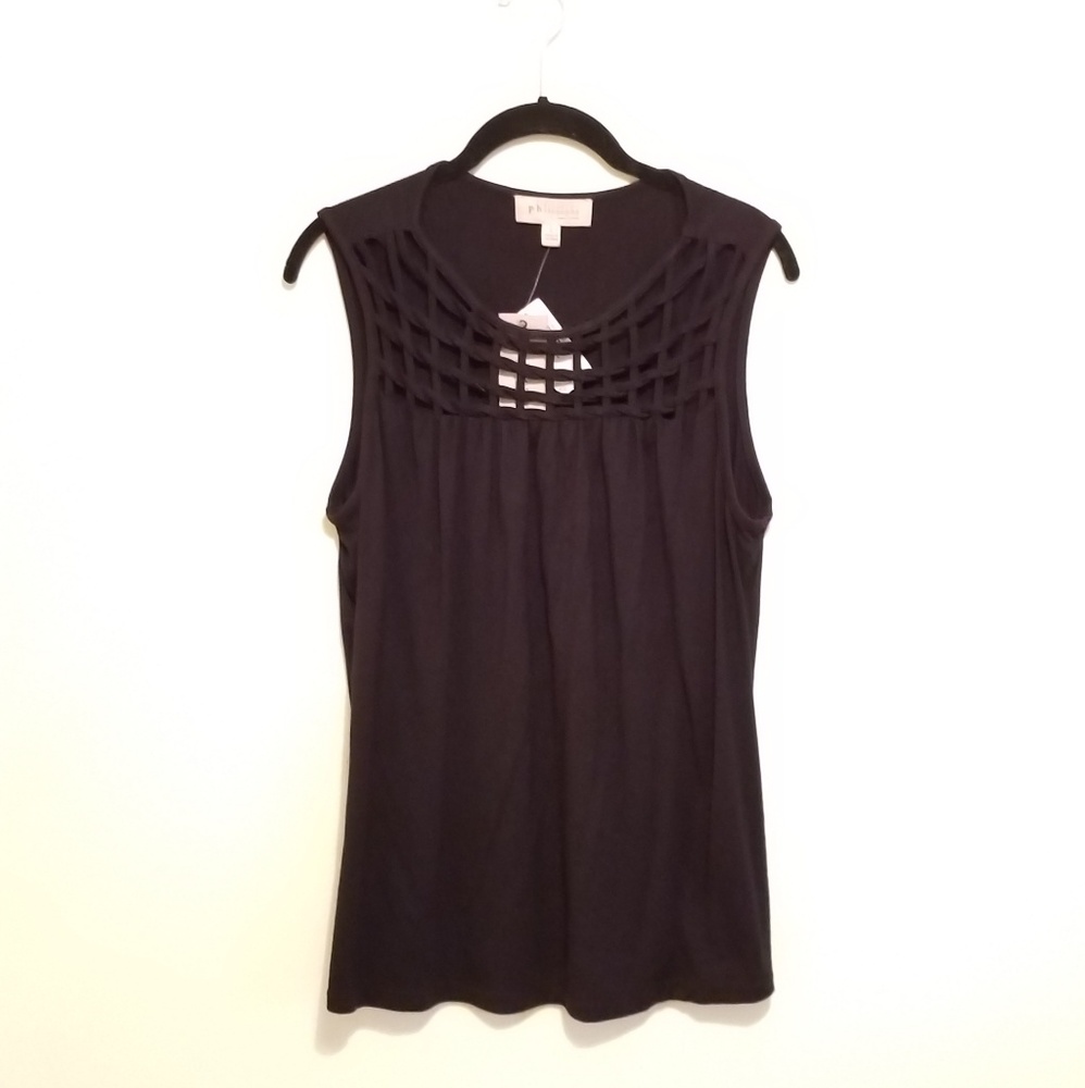Philosophy black mesh-detail top